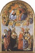 Sandro Botticelli Coronation of the Virgin,with Sts john the Evangelist,Augustine,jerome and Eligius or San Marco Altarpiece (mk36) oil on canvas